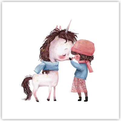 Produktbild von Poster - Poster ohne Rahmen - Einhorn Mädchen Kinder - 40x40 cm - Wand Bild - Wanddeko - Wandbilder - Kunstposter - Wandposter - Bilder - Kunstdruck - Wanddekoration - Wandbild - P2XAC40x40-4733