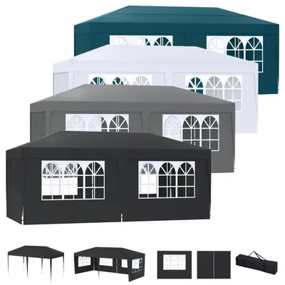 Produktbild von Faltpavillon 3x6m Wasserdicht UV-Schutz 50+ Höhenverstellbar mit 6 Seitenteilen Grün