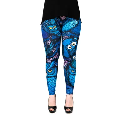 Produktbild von cosey - bedruckte bunte Plus Size Leggins - verschiedenen Muster (Einheitsgröße) - Design Eule
