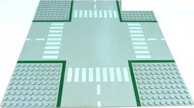 Produktbild von graue Grundplatte 32 x 32 Noppen grau Strasse Kreuzung Platte Bauplatte Lego D10