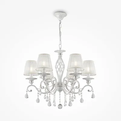 Produktbild von Maytoni Moderne Kronleuchter Grace 6xE14 excl. in Weiß mit Gold aus Metall Organza 40 W für Küche, Schlafzimmer, Wohnzimmer, Esszimmer, Lobby