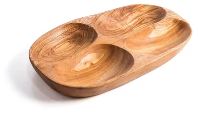 Produktbild von Handgefertigte Snackplatte aus Olivenholz, 28 x 16 cm