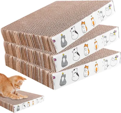 Produktbild von Kratzbrett aus Wellpappe, 21 x 21 cm, 3er-Set, für Katzen zum Kratzen