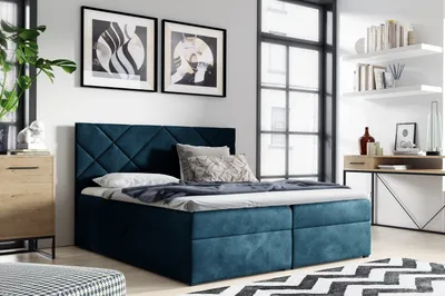 Obrázok produktu pre Čalúnené dvojlôžko DINO - 160x200, modrá + topper ZDARMA