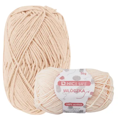 Zdjęcie produktu dla Materiały do rękodzieła, wełna, przędza do robót ręcznych PASTEL ORANGE Nice Life, 100% poliakryl, motek 50 g