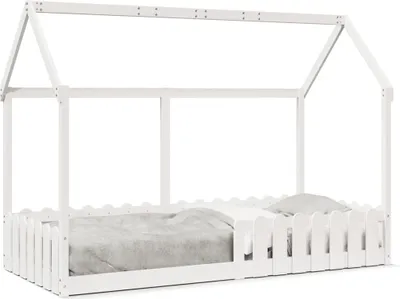 Obrázek produktu pro Maison Exclusive – dětská postýlka ve tvaru domečku, bílá, 90 x 190 cm, masivní borovice