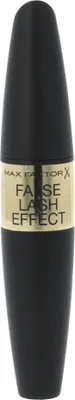 A black mascara tube with a gold band and text.
