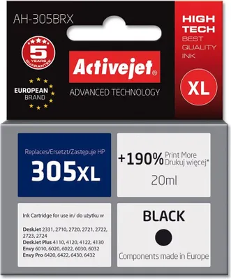 Activejet, Tusz do HP AH-305BRX (zamiennik 305XL 3YM62AE) black (czarny)