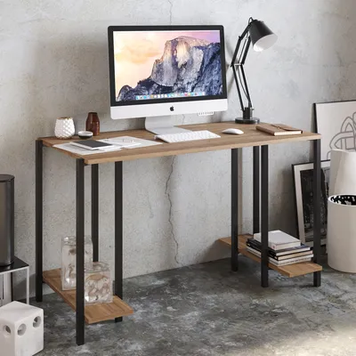 Produktbild von Skye Decor, Reader - Black, Walnut, Schreibtisch, Schwarz, 100 % MELAMINBESCHICHTETE SPANPLATTEN, 125 x 60 x 73,8 cm