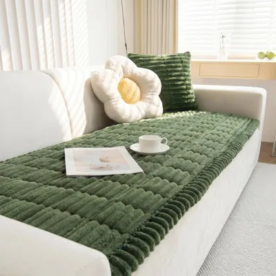 Productafbeelding van Corduroy sofaovertrek, 90x210 cm, grasgroen, antislip, 1 stuk