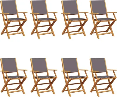 Image de vidaXL Chaises de jardin 8 pcs. Pliable Anthracite Tissu et bois massif