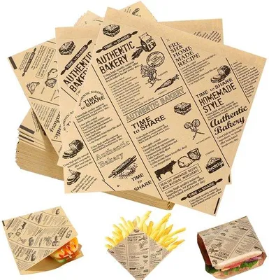 Image de 150 feuilles de papier pour hamburgers épais, papier sulfurisé, imperméable, résistant à l'huile, papier d'emballage