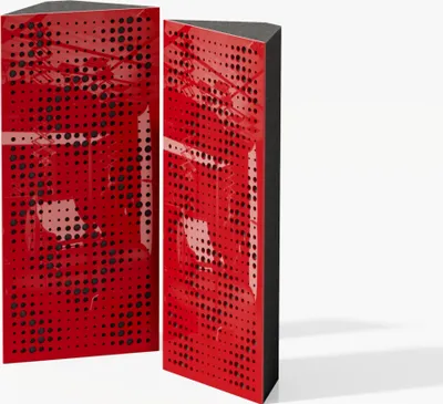 Produktbild von 2er-Pack - Schmale akustische Eckbassfalle |  Größe: 23 x 50 cm | Farbe: (Roter Glanzkunststoff, REBAT)