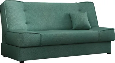 A green sofa bed is shown against a white background.