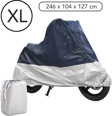 Produktbild von Motorrad Abdeckplane XL grau/blau 246x104x127 cm doppelt abgenäht Gummizug ️