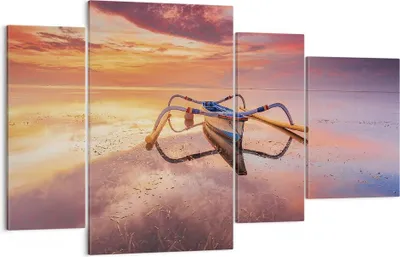 Produktbild von Bild auf Leinwand - Leinwandbild - 4 Teile - £ódŸ Westen Die Sonne - 120x70cm - Wand Bild - Wanddeko - Wandbilder - Leinwanddruck - Bilder - Wanddekoration - Leinwand bilder - Wandbild - DL120x70-4433