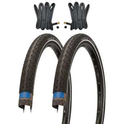 Produktbild von Kujo 2er Set Fahrradreifen 28 Zoll 700x40c mit K-Protect 2.5mm Pannenschutz + Schläuche mit Autoventilen, 42-622, 28x1.60 Zoll