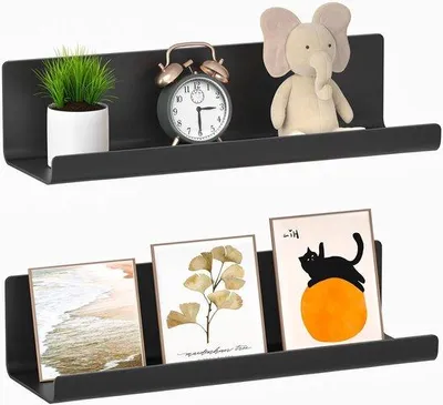 Produktbild von Wandplanken Set aus Kunststoff für Fotolijsten und Dekoration - 2 Stück - Schwarz - für Wohnzimmer, Schlafzimmer, Badezimmer