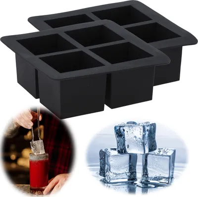Produktbild von LS-LebenStil 2x XXL Silikon Eiswürfelformer 5cm große Würfel Eiswürfelform Eiswürfelbereiter große Eiswürfel Ice Cube perfekt für Logdrinks, Cocktails