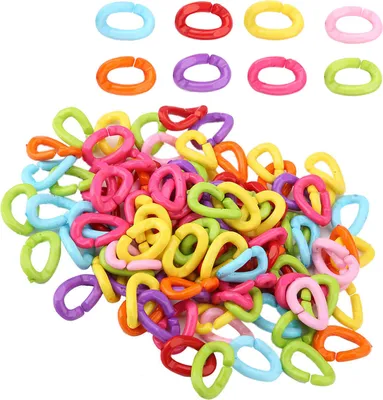 Produktbild von 100 Stück C-Clips Kettenverbinder, bunte Kunststoff Haken zum Basteln von Papageienspielzeug