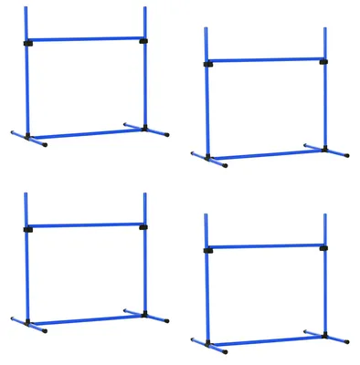 Produktbild von Hund Agility Set - 4-teiliges Hürdenset - Höhenverstellbare Sprungstangen - Trainingszubehör aus Kunststoff - 4 Hindernisse - Blau