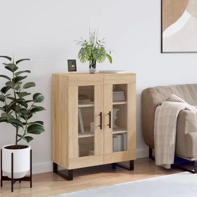 Produktbild von "Rabatt" Mehrzweckschrank/Vitrine/Sideboard - Modernes Design - Sonoma-Eiche 69,5x34x90 cm Holzwerkstoff - Kommoden CC22333