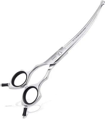 Produktbild von Rundspitzhundeschere für Tierschönheit - Biegsame Klappenschere mit lockenlosender Klinge, ca. 16,5 cm.