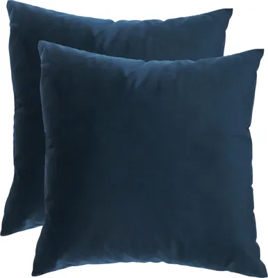 Produktbild von Samt Kissen Set, Zierkissen, 45x45 cm, Dunkelblau, mit Füllung, Deko Kissen, Sofakissen für Wohnzimmer Schlafzimmer, Royal Blue [091]