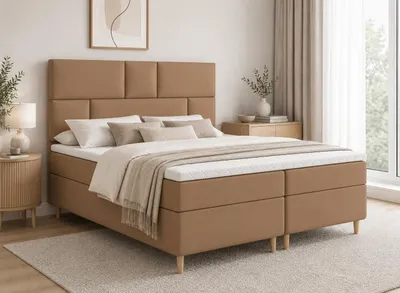 Produktbild von MODERN ROOM Boxspringbett mit Bettkasten KORIN 160x200 cm H3 Samtstoff Polsterbett mit Matratze Topper Doppelbett Bett für Schlafzimmer, beige, KI-generiertes Bild