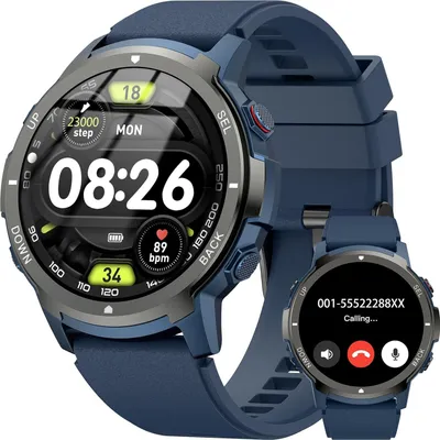Produktbild von PYRODUM Herren Smartwatch mit Telefonfunktion 1.43 Zoll HD Display 120+ Sportmodi Herzfrequenz SpO₂ & Schlaftracking wasserdicht