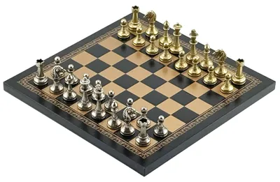 Productafbeelding van Exclusieve Italfama Mignon Fiorito metalen schaakset met schaakbord van kunstleer (26x26 cm)