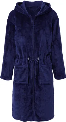 Produktbild von Vital Bademantel M dunkelblau Polyester Mikro-Flanell 210g/m²Kapuze Reißverschl.