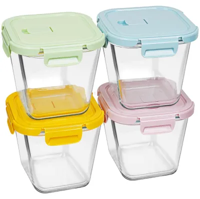 Productafbeelding van Set van 4 glazen opbergpotten met deksel, inhoud 1000 ml