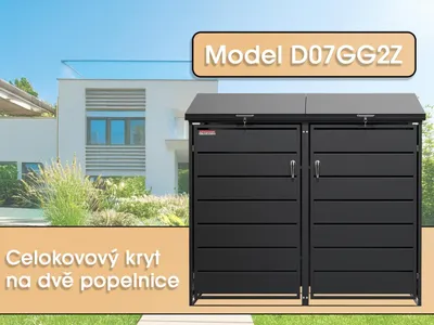 Produktbild von Mülltonnenunterstand D07GG2Z, für 2 Mülltonnen mit zwei Wind- und Diebstahlsicherungen, anthrazit