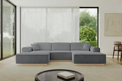 Produktbild von ALTDECOR Ecksofa in U-Form IREA-U1 301x165x80 cm Dunkelgrau Corner Sofa Bett Eckcouch Couch L-Form Wohnlandschaft Cauchsofa