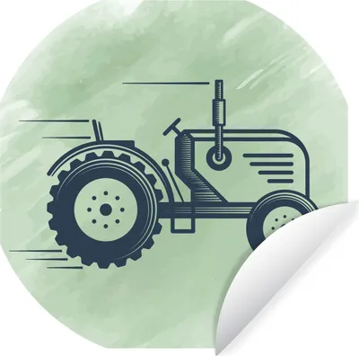 Produktbild von MuchoWow® Runde Wandtattoo - Wandsticker Tapete Aufkleber Traktor - Rad - Schwarz Ø 80 cm Selbstklebend und Repositionierbar - Wandaufkleber - Kreis - Mauerkreis - Wand Bilder - Wandsticker - Wohnzimmer Dekoration - Dekoration für die Wände - Aluminium - Babyzimmer