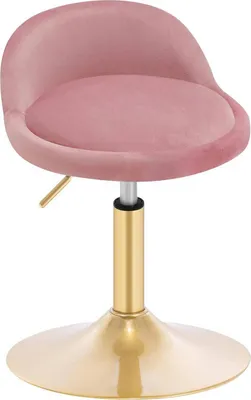 Produktbild von WOLTU Schminkhocker, höhenverstellbar, Bürohocker, Küchenhocker, Drehhocker, Samt, Rosa+Gold