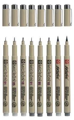 Image de Sakura Pigma Micron Fineliner Set 8 Pen. gris froid (clair)