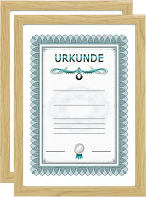Produktbild von 2er 3er 5er 10er Pack Dokument Bilderrahmen 21x29,7 DIN A4 Urkunde Foto Rahmen - Farbe: 2er Pack Natur