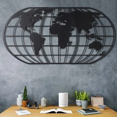Obrázok produktu pre Wallity, World- BSG1142, Čierna, Ostatné bytové dekorácie, 60 x 120 cm, 100% kov (hrúbka: 2 mm)