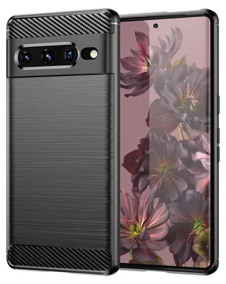 Produktbild von Google Pixel 7 Pro Hülle, Carbon-Faser TPU Silikon Stoßfest Schutzhülle für Google Pixel 7 Pro Schwarz