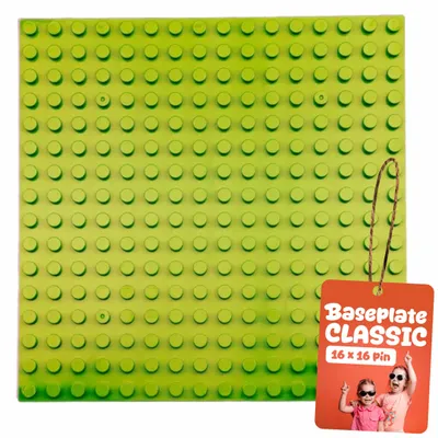Produktbild von Bauplatte 16x16 große Noppen, Grundplatte kompatibel mit gängigen Bausteinen, 25,5 x 25,5 cm, EVI KIDS, Hellgrün