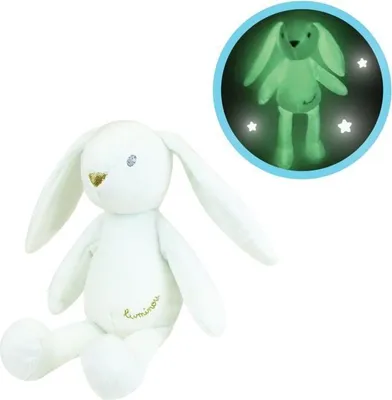 Image de Luminou Lapin blanc Peluche lumineuse naturellement, fonctionne sans pile, +/- 20 cm