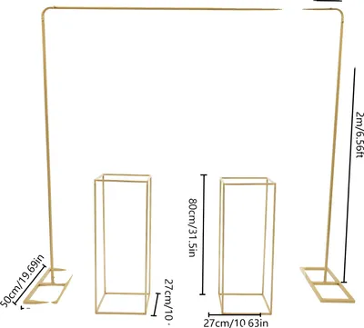 Produktbild von Ballonständer-Set, langlebige Metallkonstruktion, Tragfähigkeit 8 kg , Gold 2M 2Stk 80cm, 2x2m