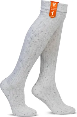 Produktbild von EXTRA Lange Trachtensocken Strümpfe Trachtenlederhose Socken aus Wolle mittelbeige 75cm, Größe:39-42