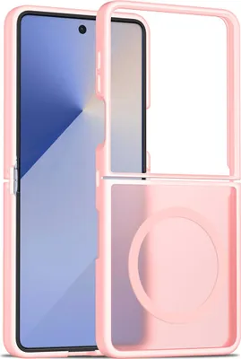Obrázek produktu pro Magnetické pouzdro pro Samsung Galaxy Z Flip 7, kompatibilní s MagSafe, matná průsvitná zadní strana, odolné proti nárazům Růžová