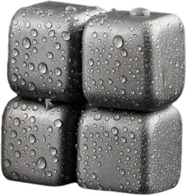 Produktbild von Ti-Whiskey-Steine-Set, wiederverwendbare Ti-Metall-Eiswürfel, nicht schmelzend, wiedereinfrierbar, Kühlsteine für Whisky und andere Getränke