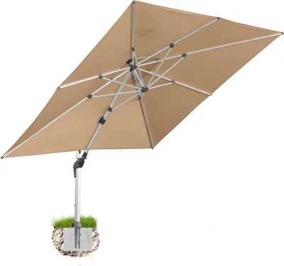 Produktbild von Alu Ampelschirm dark natural 3,5m x 3,5m quadratisch -anndora- 360º drehbar - komplett schwenkbar neigbar - inklusive Bodenanker