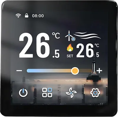Image de Thermostat numérique intelligent pour climatisation centrale Thermostat intelligent pour climatisation écran tactile 4 poucesvocale et application TY Noir