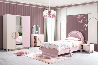 Immagine prodotto di Set per camera bambini Lettino Comodino Cassettiera Armadio Moderno rosa